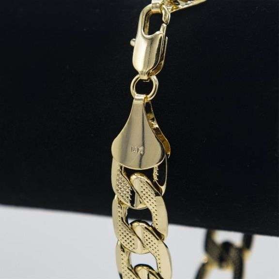 Classic 34.5 Gram Italian 14 Kt Gold Plated Figaro Bracelet