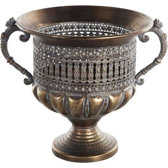 Vintage Bronze Metal Centerpiece Vase