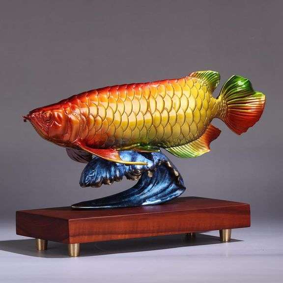 Brass Dragon Fish Sculpture Symbol of Wealth and Good Luck