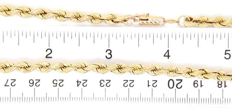 14kt Yellow gold rope chain necklace