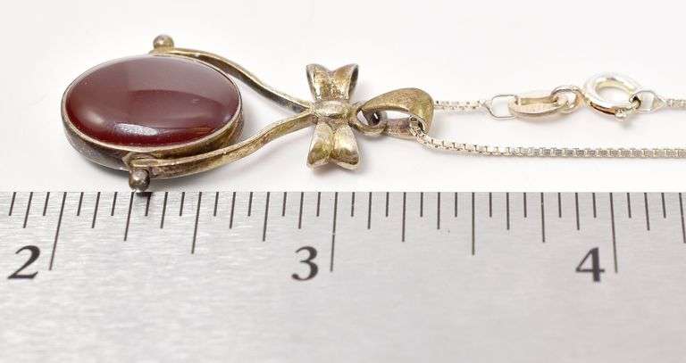 Chalcedony Gemstone Pendant Necklace in Sterling Silver