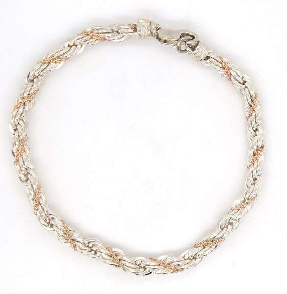 Precious Sterling silver and gold rope chain necklace and bracelet
