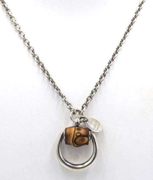 Gucci horse bit bamboo necklace in sterling silver