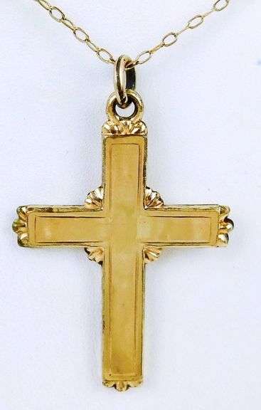 Early Gold Filled Large Cross & Chain