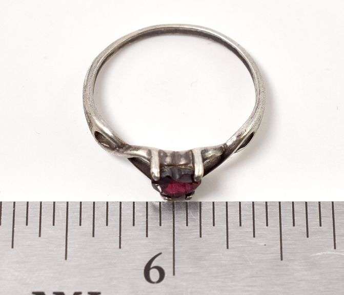 Heart Red Garnet Gemstone Ring in Sterling Silver