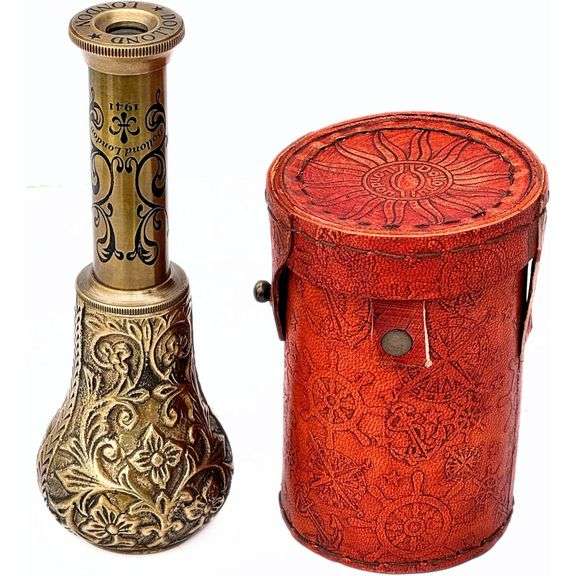 Royal Pirates Dollond London Spyglass Brass & Leather Telescope with Case