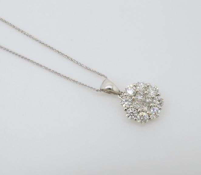 Diamond Cluster Pendant Made in 14k White Gold