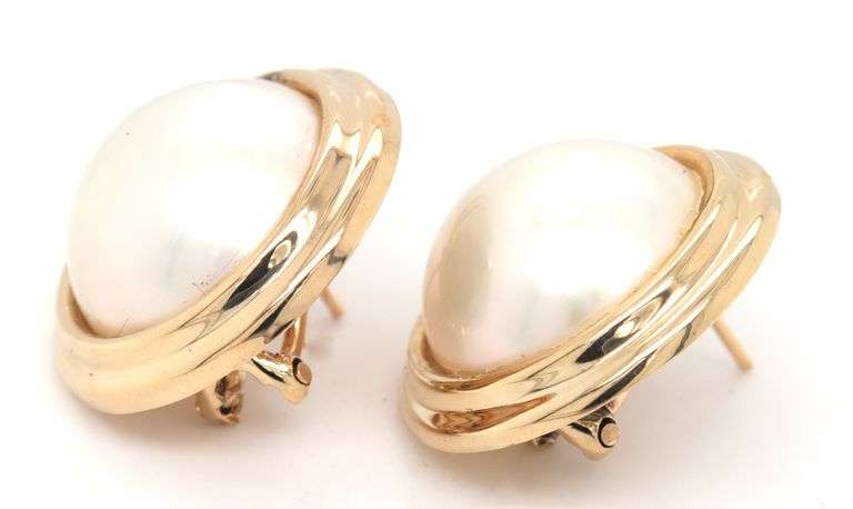 14kt Yellow gold Mabe clip on earrings