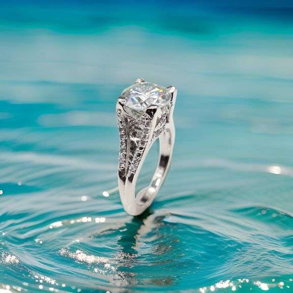 Sparkling 5.75 Ct 14 Kt White Gold Plated Engagement Ring