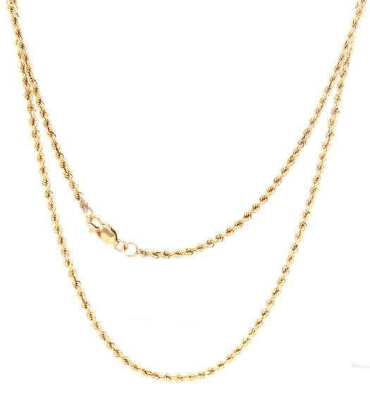 Popular 14K YG Solid Rope Long Necklace