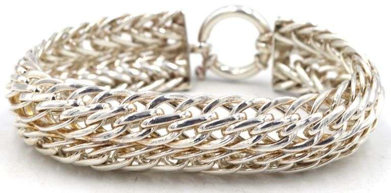 925 Sterling silver mesh braided bracelet