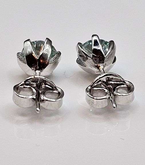 14 Kt White Gold Plate 2.15 Ct VVs1 Ice Blue Fire Moissanite Earrings