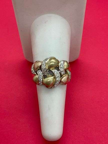 LADIES BRAND NEW 14K TRI COLOR GOLD AND DIAMOND RING / BAND