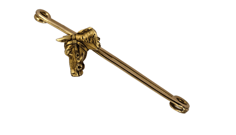 Vintage Horse Pin Brooch - 18K (750) Yellow Gold 7.8 Grams