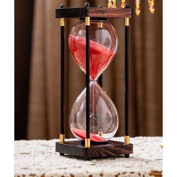 60-Minute Wooden Red Sand Timer Hourglass