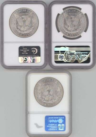 Near Gem BU 1898-O, 1901-O, & 1902-O Morgan Silver Dollars.  NGC MS64