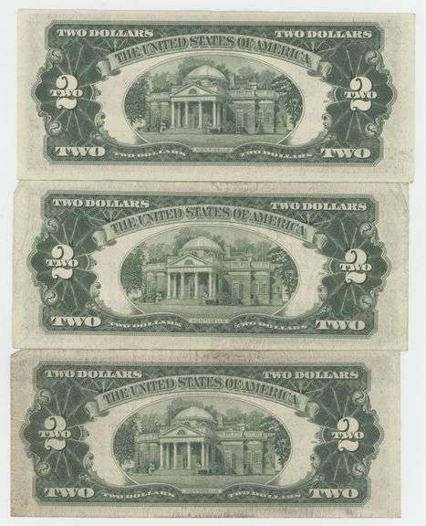 3 Very Scarce $2 Red Seal STAR notes from 1953 Series