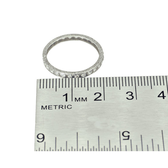 Platinum (950) Old Vintage Band Hand Engrave Natural Single Cut Diamond Size 6.5