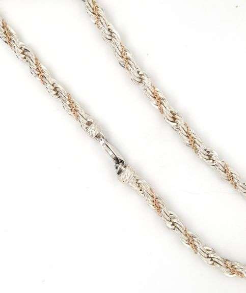 Precious Sterling silver and gold rope chain necklace and bracelet