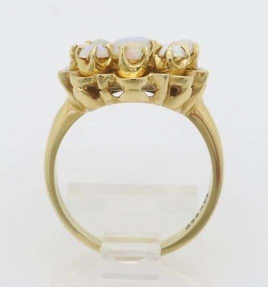 Opal & Black Enamel Ring