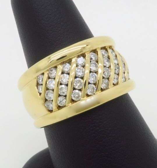 Wide Diamond Cocktail Ring Made in 18k Yellow Gold