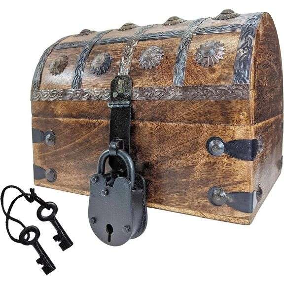 Pirate's Wooden Treasure Chest with Lock
