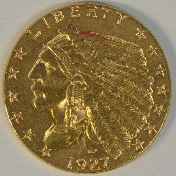 Flashy BU 1927 US $2.50 Indian Gold Piece