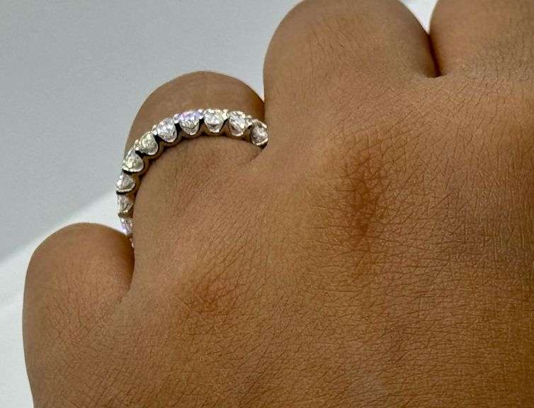 14K Oval Cut White Gold Lab Diamond Wedding Band