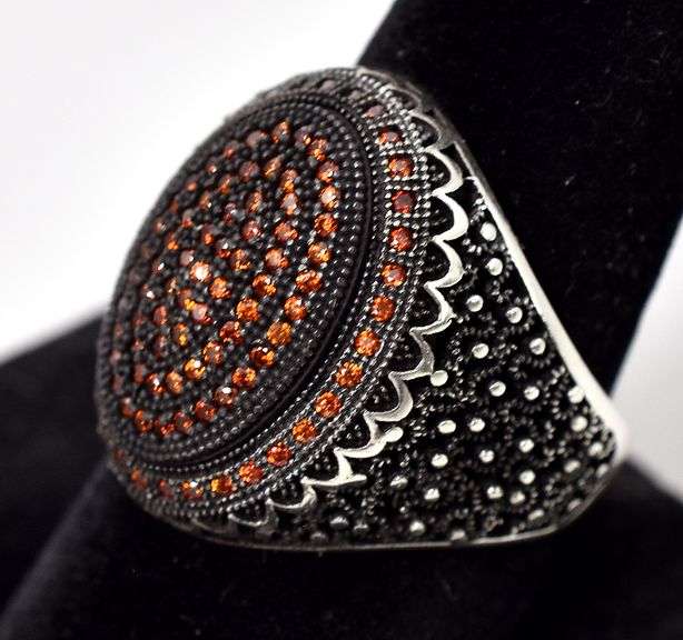 Citrine Gemstone Cluster Ring in Sterling Silver