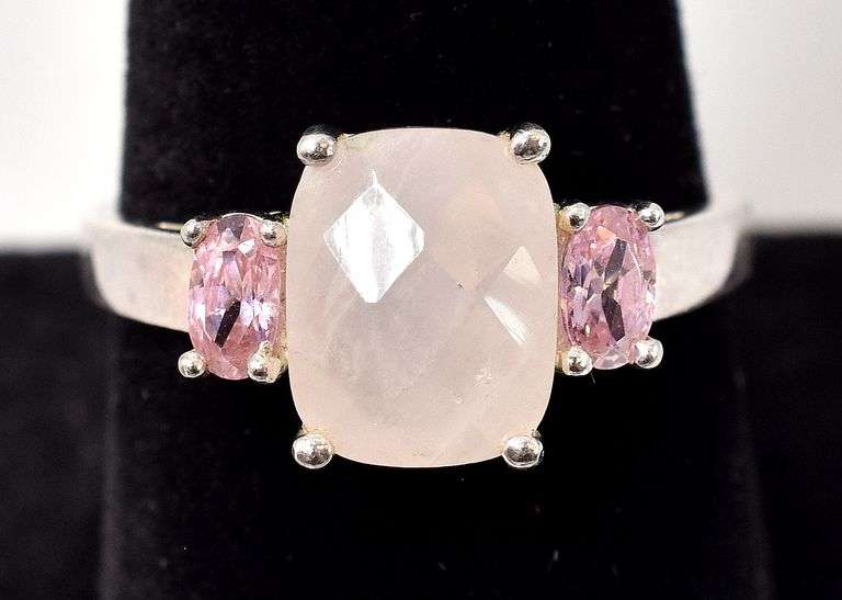 Rose Quartz and Pink Topaz Gemstone Ring in Sterling Silver