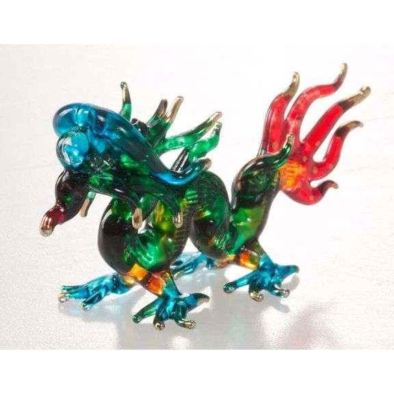 Hand Blown Glass Miniature Chinese Dragon Figurine