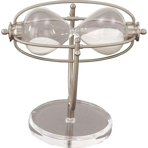 Silver Polished Sand Timer with Swiveling Iron Cage