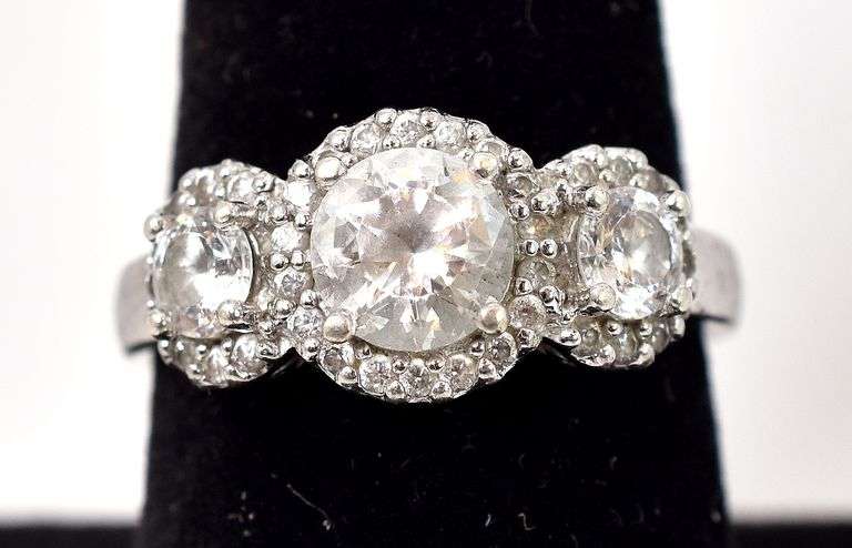 CZ Gemstone Ring in Sterling Silver