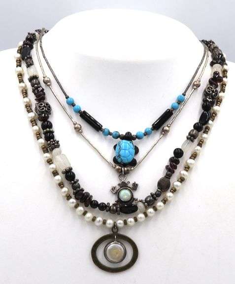 Group lot of 4 Vintage 925 sterling silver necklaces