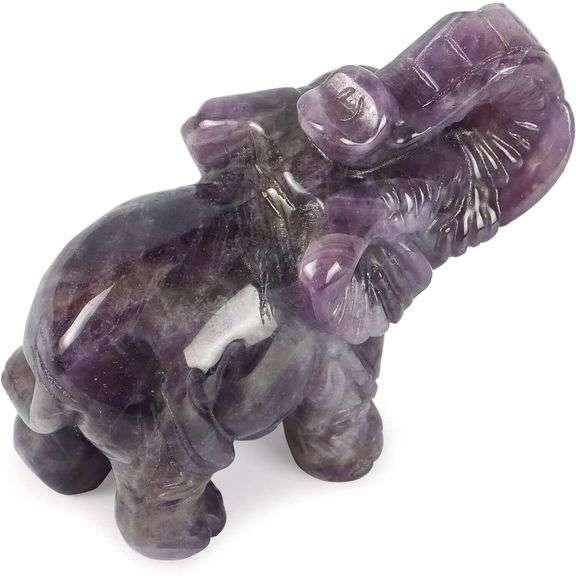 Hand-Carved Amethyst Crystal Elephant
