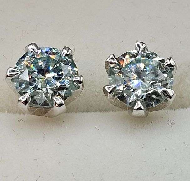 14 Kt White Gold Plate 2.15 Ct VVs1 Ice Blue Fire Moissanite Earrings