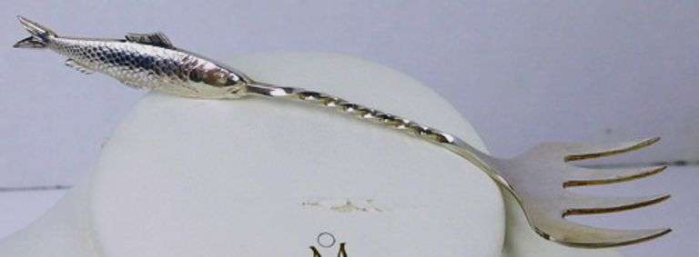 Rare Dutch Sterling Silver Figural Sardine Fork