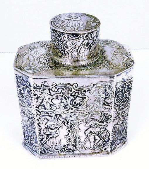 Exquisite Antique 800 Silver Tea Caddy