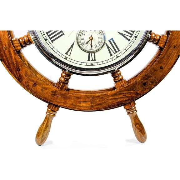 30" Premium Mahogany Nautical Ship's Wheel Clock