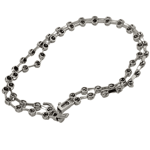 18K (750) White Gold Two Row Tennis Bracelet - 1.4 Ct Natural White Diamond