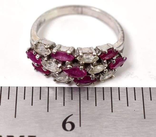 Ruby and CZ Gemstone Ring in Sterling Silver