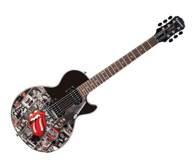 Bill Wyman Signed Rolling Stones Epiphone Les Paul Photo Graphics Guitar ACOA