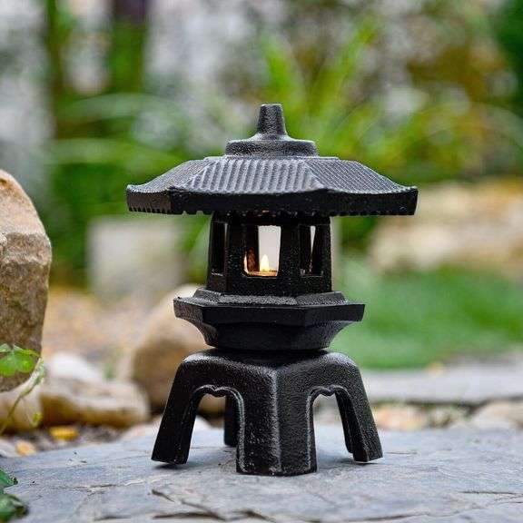 Cast Iron Japanese Pagoda Candle Lantern