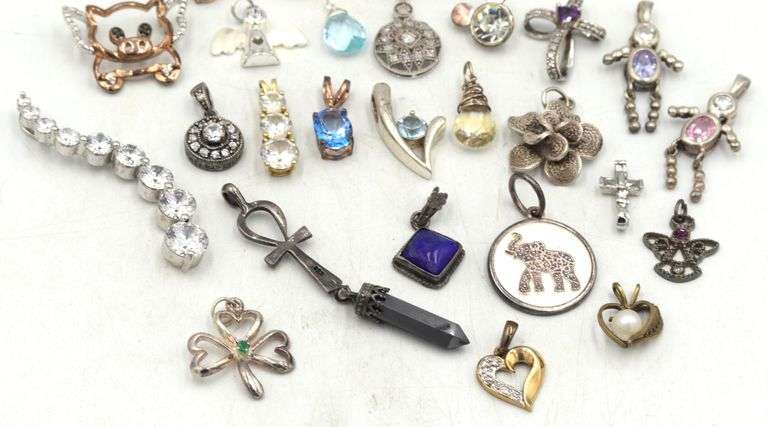 Group lot of Vintage 925 sterling silver pendants and charms