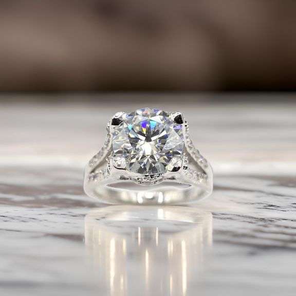Sparkling 5.75 Ct 14 Kt White Gold Plated Engagement Ring