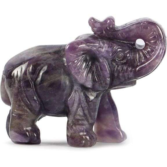 Hand-Carved Amethyst Crystal Elephant