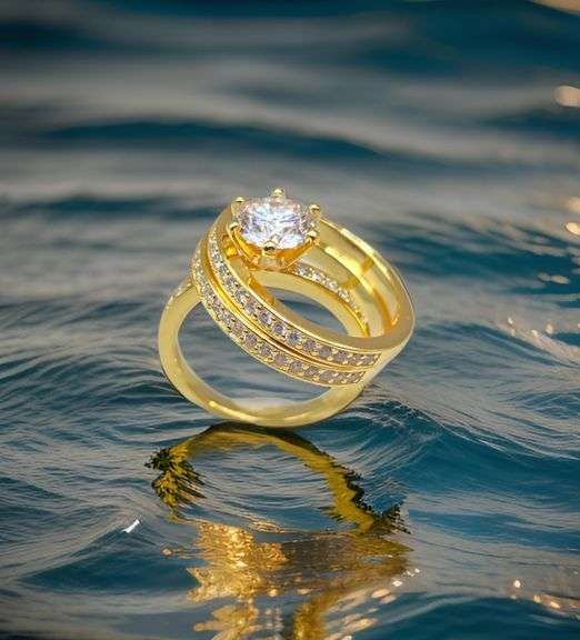 Dazzling 2 Ct Lab Simulated Diamond 14 Kt Yellow Gold 3 Band Stackable Ring Set