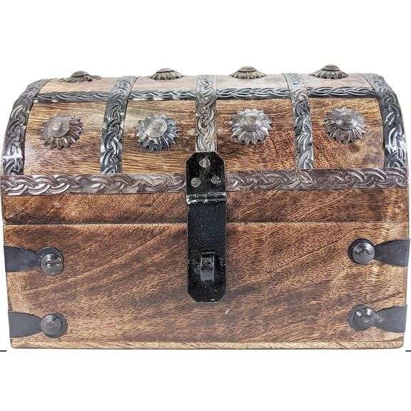 Pirate's Wooden Treasure Chest with Lock