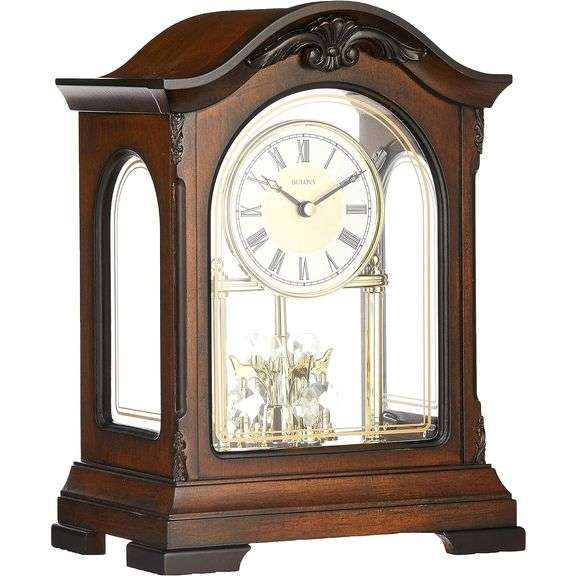 Bulova Clock Walnut Finish with Revolving Pendulum