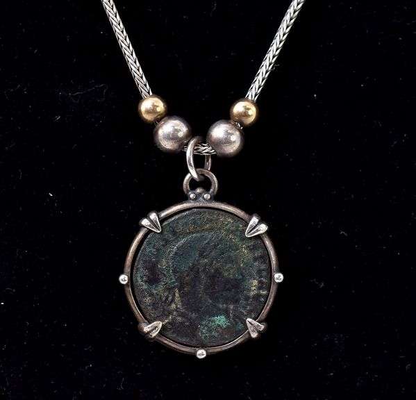 Coin Pendant Necklace in Sterling Silver